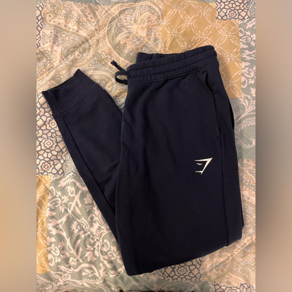 Navy Blue Gymshark Crest Joggers